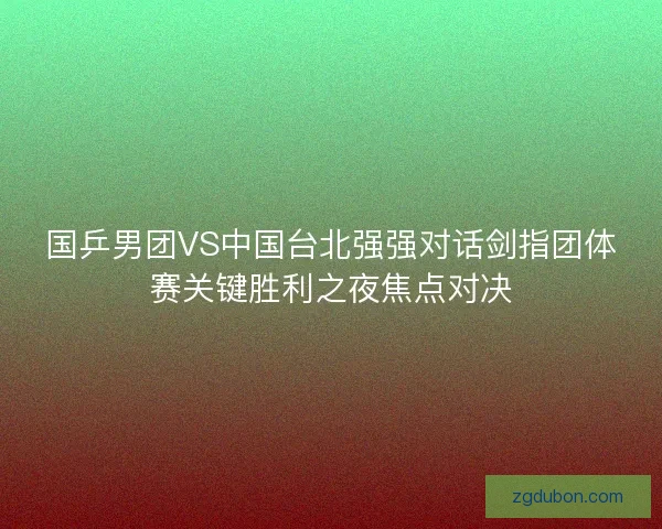 国乒男团VS中国台北强强对话剑指团体赛关键胜利之夜焦点对决