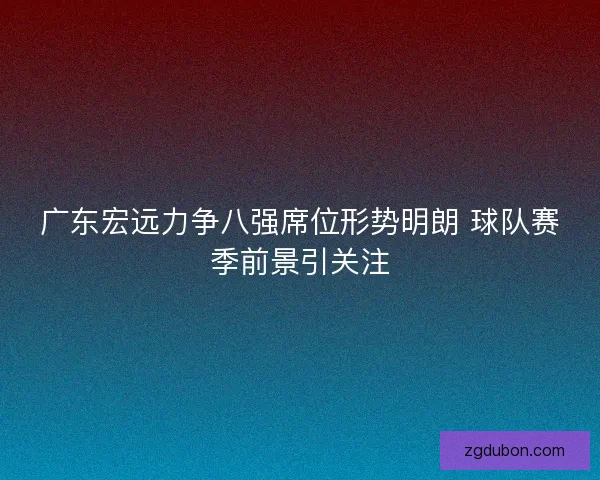 广东宏远力争八强席位形势明朗 球队赛季前景引关注
